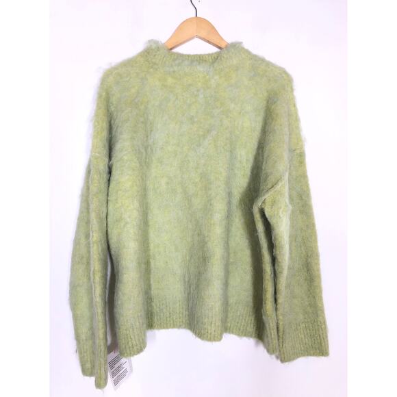 Topshop Knitted Fluffy Jumper Sweater Long Sleeve Crewneck Top Wool Green NWT 12 - Picture 3 of 9